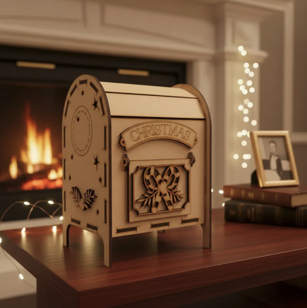 Buzón Navideño Decorativo MDF Merry Christmas de Mesa