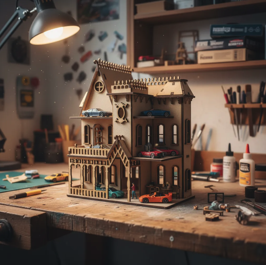 Casa Victoriana Haunted Manor – Diorama Escala 1:64 | MDF 2.7mm | Compatible Hot Wheels/Matchbox