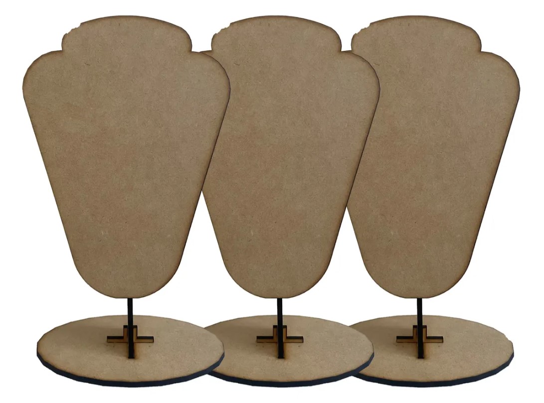 Exhibidor de Collares Redondo de MDF, Busto para Joyería 32cm Alto x 19cm Ancho, Base Ovalada 12cm, Soporte Maniquí para Mostrar Collares, Cadenas y Dijes